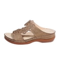 thumbnail image 5 of Clearance JeashCHAT Sandals for Women, Slide Sandals Summer Womens Flip Flop Casual Shoes Comfy Thong Slip On Flats Wedges Sandals (Beige), 5 of 8