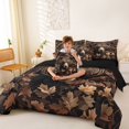 thumbnail image 4 of Manfei Brown Bear 7 Pieces Full Size Bedding Sets,Autumn Leaves Full Size Bed in a Bag,Black Reversible, 4 of 7