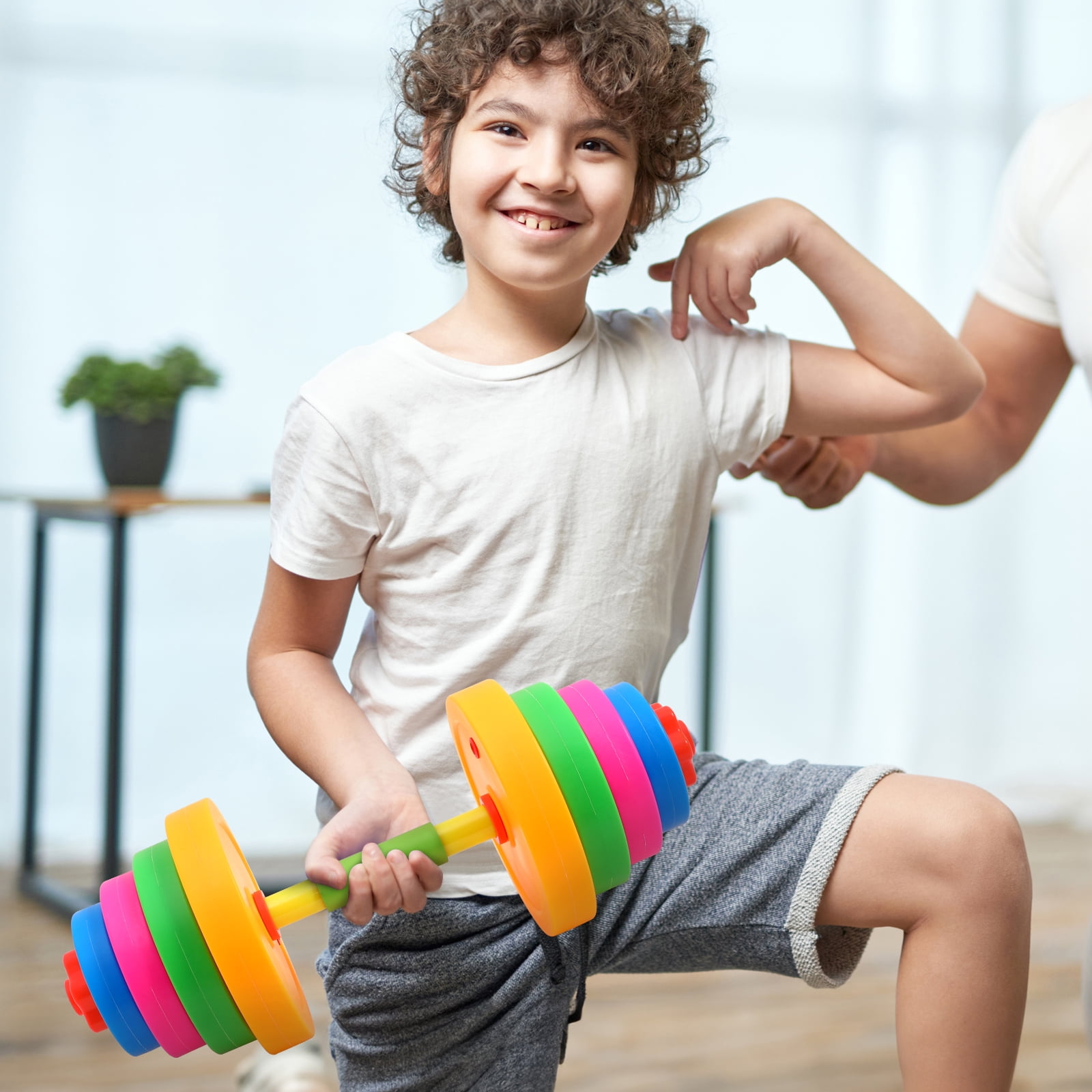 Adjustable Plastic Dumbbell for Kids - Lightweight Barbell Hand Weights for Children's Exercise and Strength Training