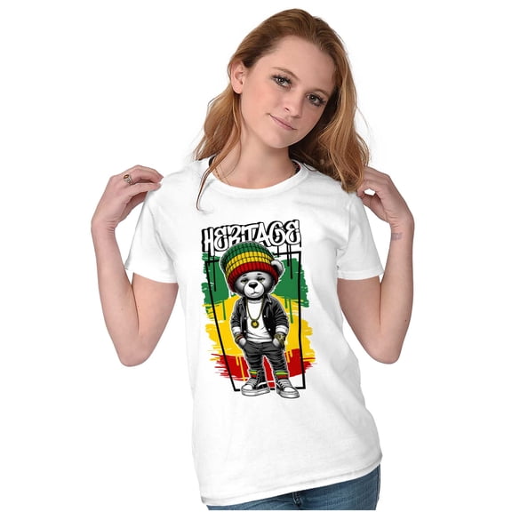 Urban Rastafari Heritage Teddy Bear Womens Slim Fit Graphic Tee Brisco Brands S