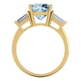 thumbnail image 4 of Clara Pucci 14K Yellow Gold 3ct Aquamarine Three-Stone Ring for Women, 4 of 7