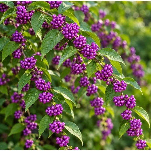 American Beautyberry Live Plant, 4-6 Inch Tall Callicarpa Shrub, Ornamental Berry Plant for Garden, Patio and Outdoor Spaces