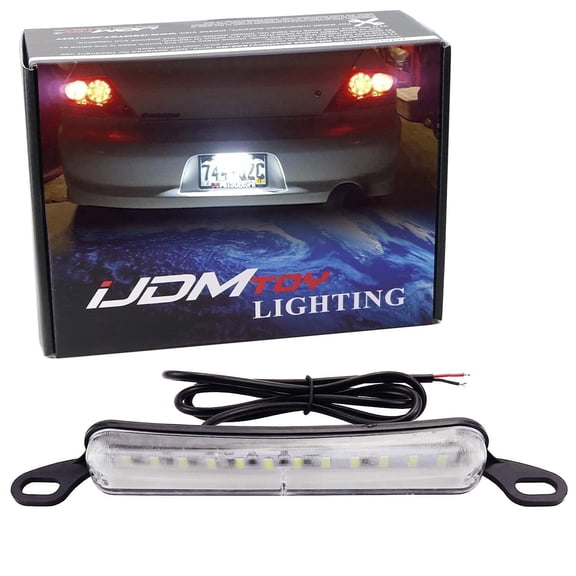 iJDMTOY Universal Fit LED License Lights Bolt-On to Plate Frame Design 12-SMD Xenon White Illumination Light Lamp