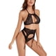 thumbnail image 5 of Conjunto de ropa interior de encaje sexy para mujer Sujetador hueco Tanga Ropa de dormir Lencería, M Sweethay XX000109-02, 5 of 7