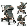 KARMAS PRODUCT Standard Baby Stroller - 2 in 1 Newborn Bassinet to Toddler Stroller - Infant Aluminum Pushchair with Reversible Seat, Foot Cover, Organizer, Wheels Suspension, Adjustable Backrest