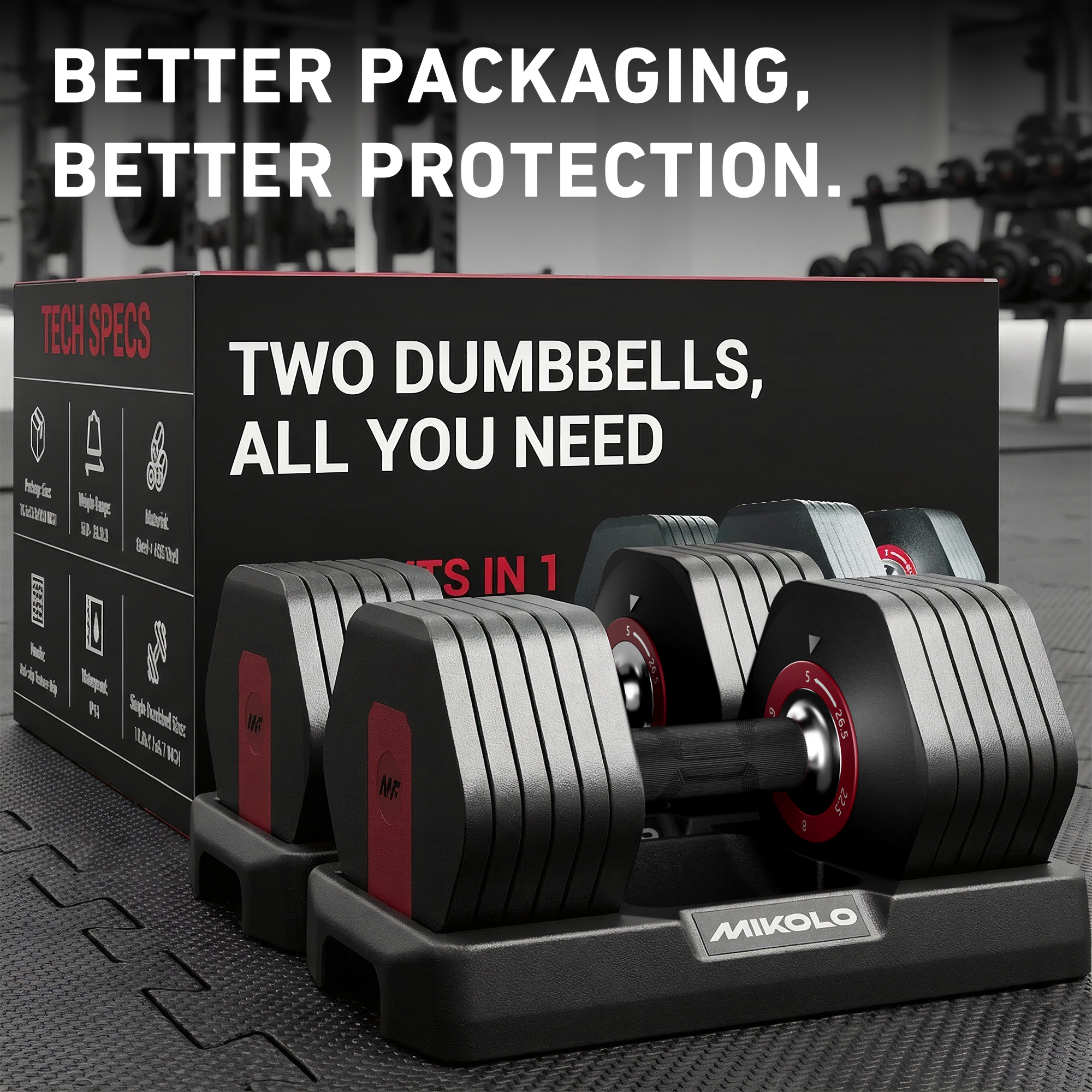 Mikolo 53 lb Adjustable Dumbbells Set, 5-26.5 lb photo 6