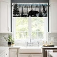 thumbnail image 3 of Misty Forest Valance Curtain, Rustic Farmhouse Pine Tree Landscape Country Woodland Deer Print Blackout Short Window Drape for Kitchen Living Room Bedroom, 54x18inch, 3 of 6