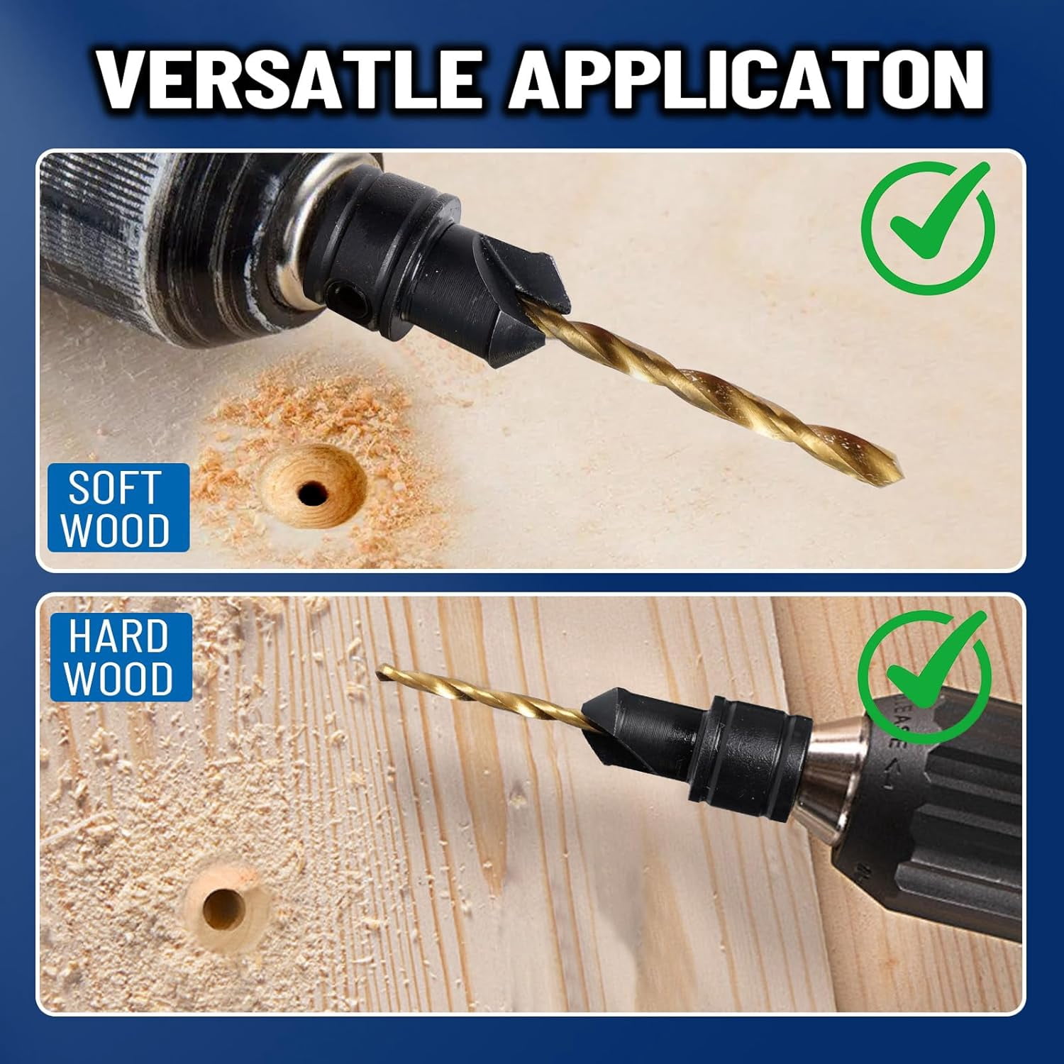 FRKSMD-#6 Countersink Drill Bit Set for Wood 12Pcs Adjustable Counter Sink Drill Bit with Magnetic Extension Bit Holder and 1/4\u201d Hex Shank Quick Change for Woodworking