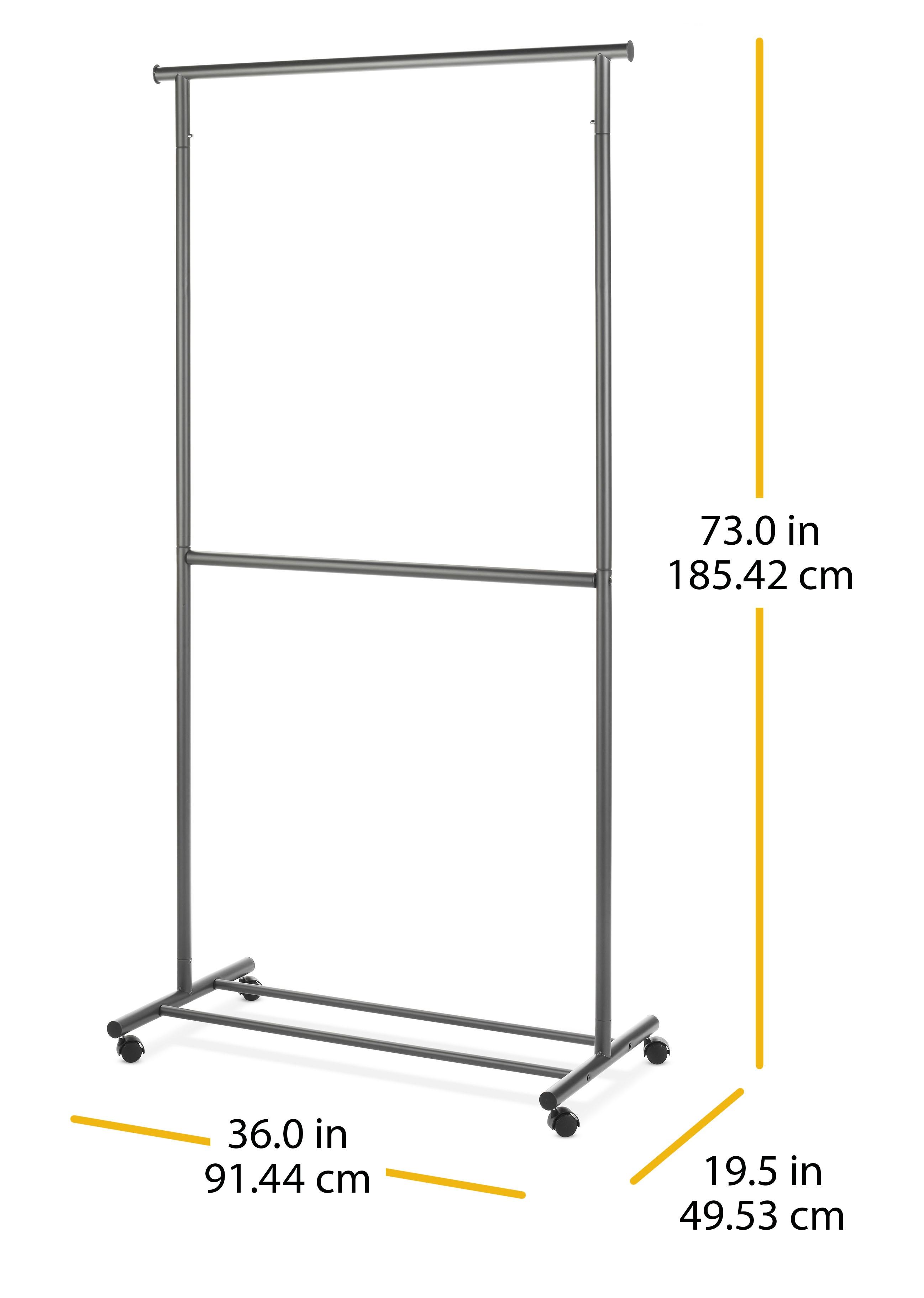 Whitmor 2-Rod Rolling Garment Rack - Gunmetal Gray
