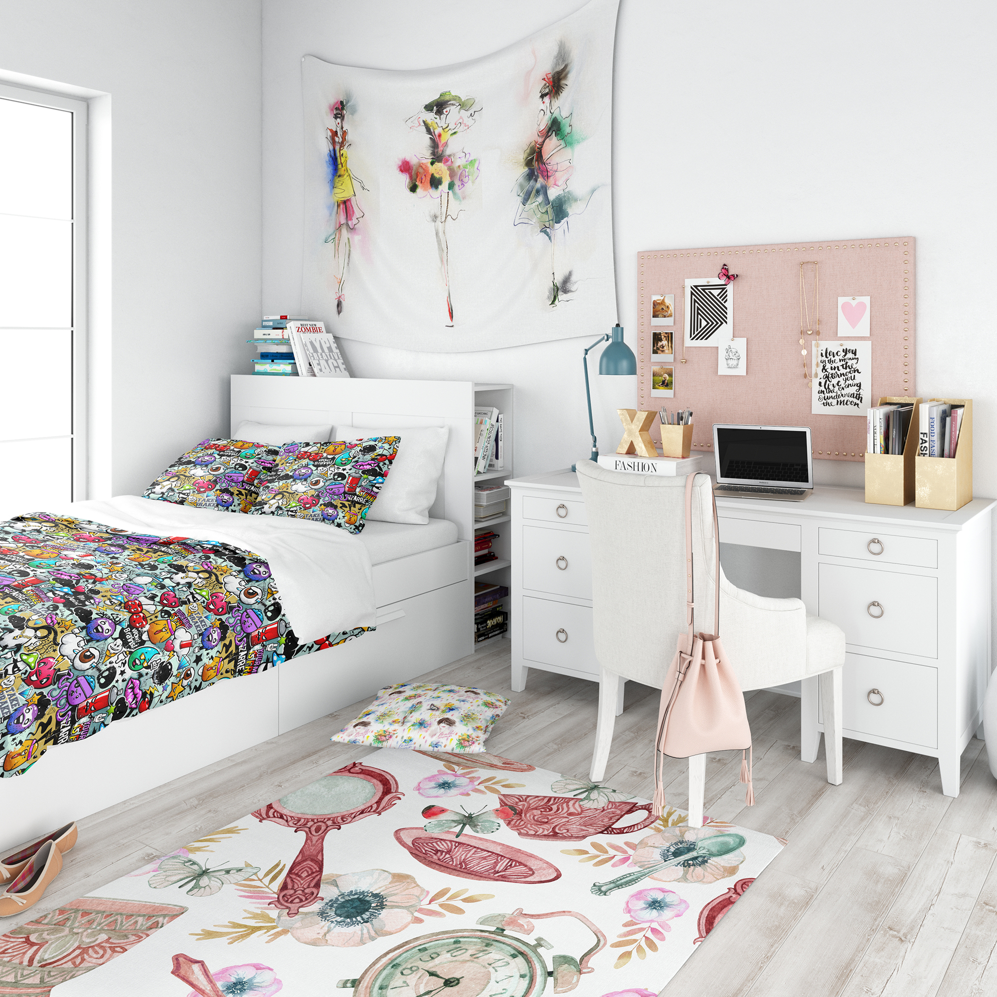 Designart 'Graffiti Texture' Modern Teen Duvet Cover Set