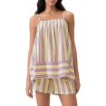 thumbnail image 1 of Ensemble de Pyjama Rayé Y2K pour Femmes, 2 Pcs, Camisole, Hauts Babydoll et Boxeurs Rayés Assortis, Ensemble de Détente, 1 of 7