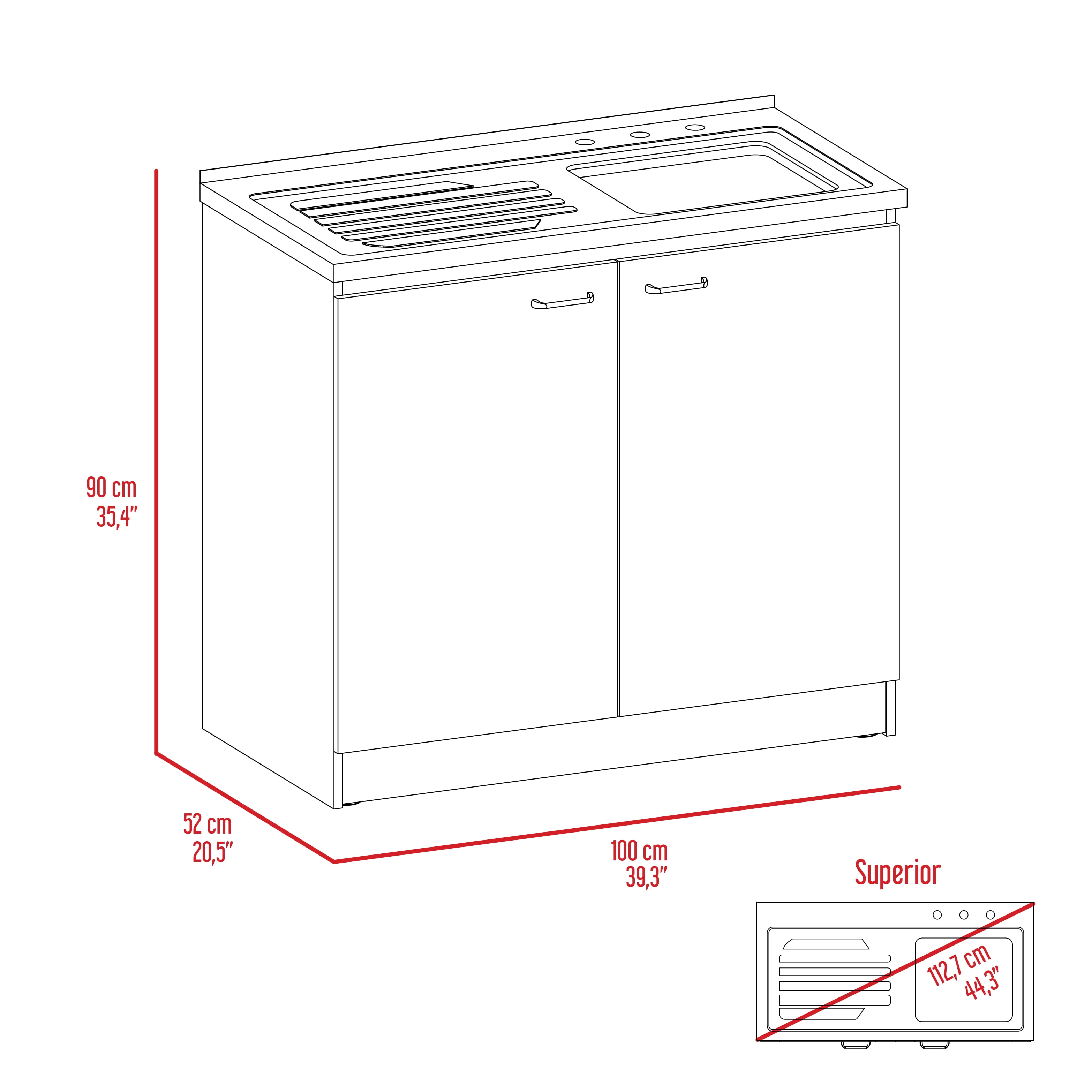 Izzovium Brookeline Rectangle 2-Door Utility Sink and Cabinet with Stainless Steel Sink, 35.4" H x 39.3" W x 20.5" D, White and Smokey Oak for Kitchen, Laundry, or Garage