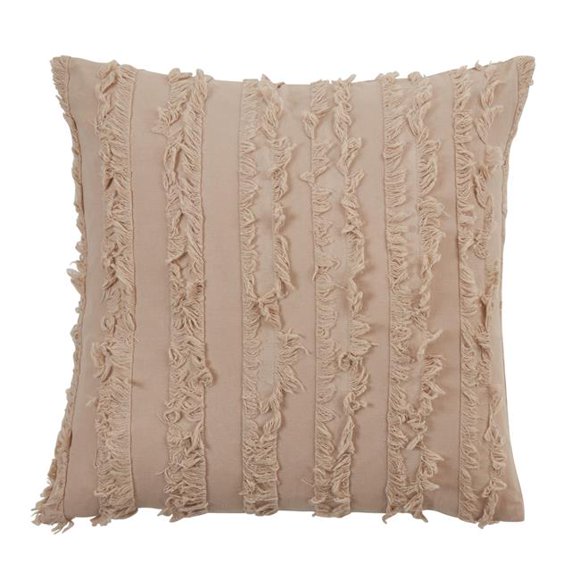 Saro Lifestyle 2446.N18SP Coussin à Franges Rayé 18 Pouces, Naturel