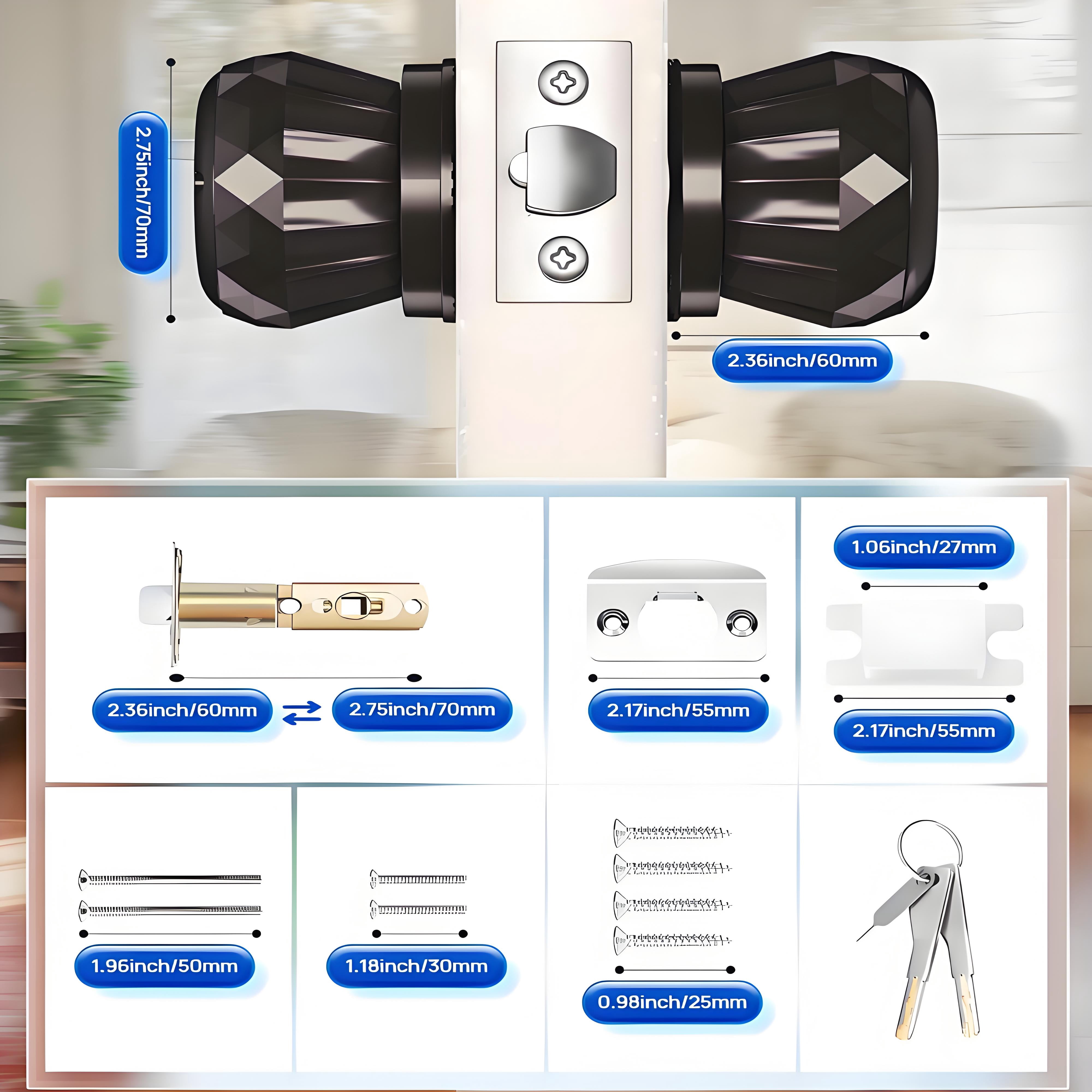 Door Knob,Blacksmith Smart Door Knob With 3 Ways Quick Unlock,Smart Door Lock,Bronze
