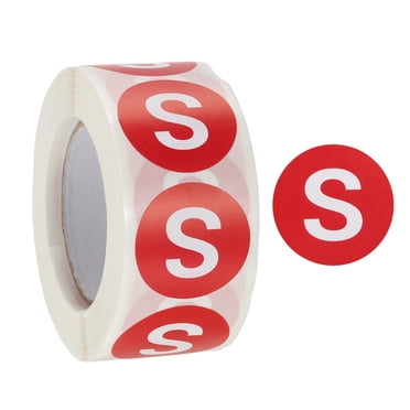 Clothing Size Stickers Round Coded Self-Adhesive Label Size T-Shirt Labels Per Roll for Shirt Skirt Clothes Retail Light Red S