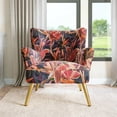thumbnail image 2 of BELLEZE Modern Accent Chair, High Back Floral Pattern Armchair with Metal Legs, Upholstered Wingback Single Chair for Living Room Bedroom Office - Holland (Red Floral), 2 of 7