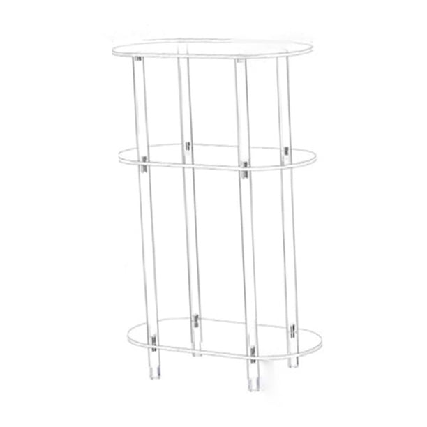 Mesa de acrílico rectangular, mesita de noche, mesa auxiliar de 3 niveles, compacta, minimalista, fácil de usar. Oval