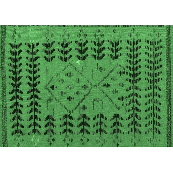 Ahgly Company Indoor Rectangle Abstract Emerald Green Modern Area Rugs, 7' x 10'