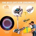 thumbnail image 5 of Xuanlur Kids Kick Scooter, Buildable Blocks and 5 Adjustable Height Handlebars, PU Flashing Wheels, Thickened Aluminum Tube, One-Touch Footbrake, 3-Wheel Folding Scooter for Kids Ages 3-9, Purple, 5 of 7