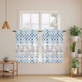 thumbnail image 2 of Blue Plaid Farmhouse Tier Curtains 54 Inch Length, Watercolor Cute Country Pigs Checkered Cafe Short Curtains for Bathroom Over Sink, Small Kitchen Curtain Light Filtering Drapes 2 Panels 27.5"Wx54"L, 2 of 8