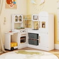 thumbnail image 4 of Costway Corner Kitchen with Lights and Sounds Interactive Wooden Playset Toy Kitchen Set White, 4 of 10