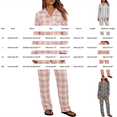 thumbnail image 3 of MVRLSH Lounge Pajama Sets for Women Plaid Print Lapel Button Long Sleeve Two Piece Loose Casual Sleep wear Summer Soft Comfortable Top Blue - L, 3 of 6