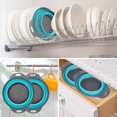 thumbnail image 3 of Collapsible Colander Strainer Basket with Handle Foldable Wash Basin Blue Silicone Drain Basket Washing Basket Kitchen Collapsible Strainer Silicone for Draining Vegetable and Fruit, 3 of 7