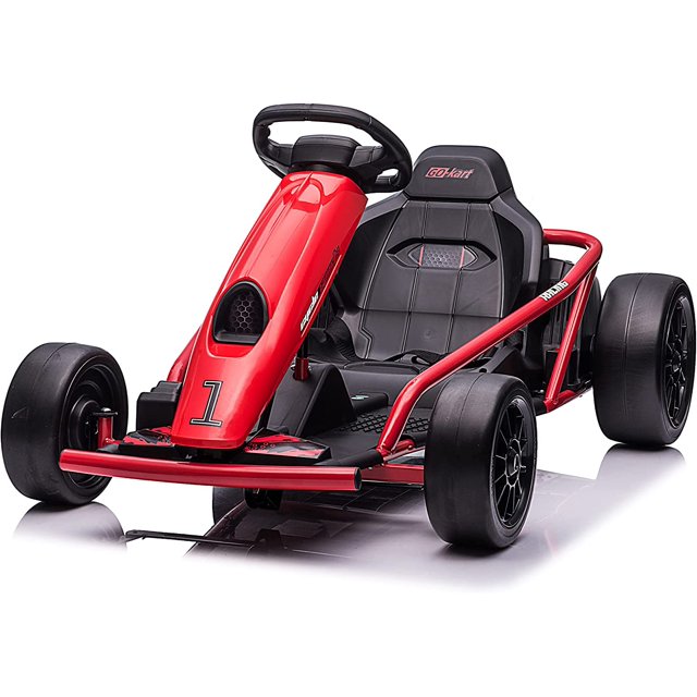 VOLTZ TOYS 24V Electric Drift Go Kart for Kids, Outdoor Racer Ride On Car with Dual Motors, Safety Belt, 8 MPH Max Speed, Red