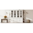 thumbnail image 3 of Retro Style Glass-Door Display Cabinets with Triangle Bookshelves - Space-Saving White Storage for Hallways, Living Rooms & Offices (2 Units, 75.25" Tall), 3 of 9