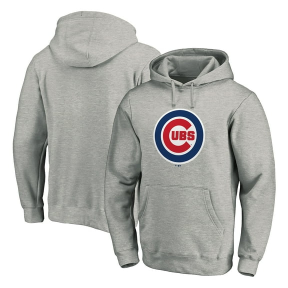 Men's Gray Chicago Cubs Official Team Logo Pullover Hoodie