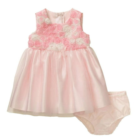 george infant girls pink rosette satin & tulle easter & holiday dress