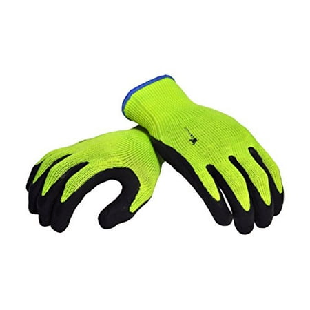 G & F 1516S-3 Premium High Visibility Work Gloves for General Purpose, MicroFoam Double Textured Latex Coated Work Gloves, Garden Gloves, Men and Women Work Gloves, Small, 3 Pair Pack