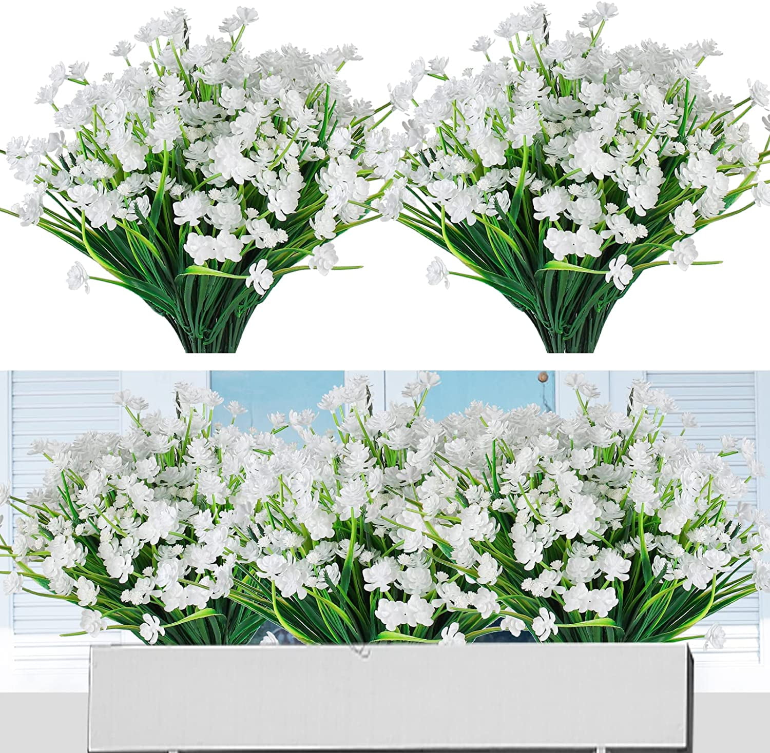 Morttic Artificial Flowers for Outdoors Plastic UV Resistant Faux