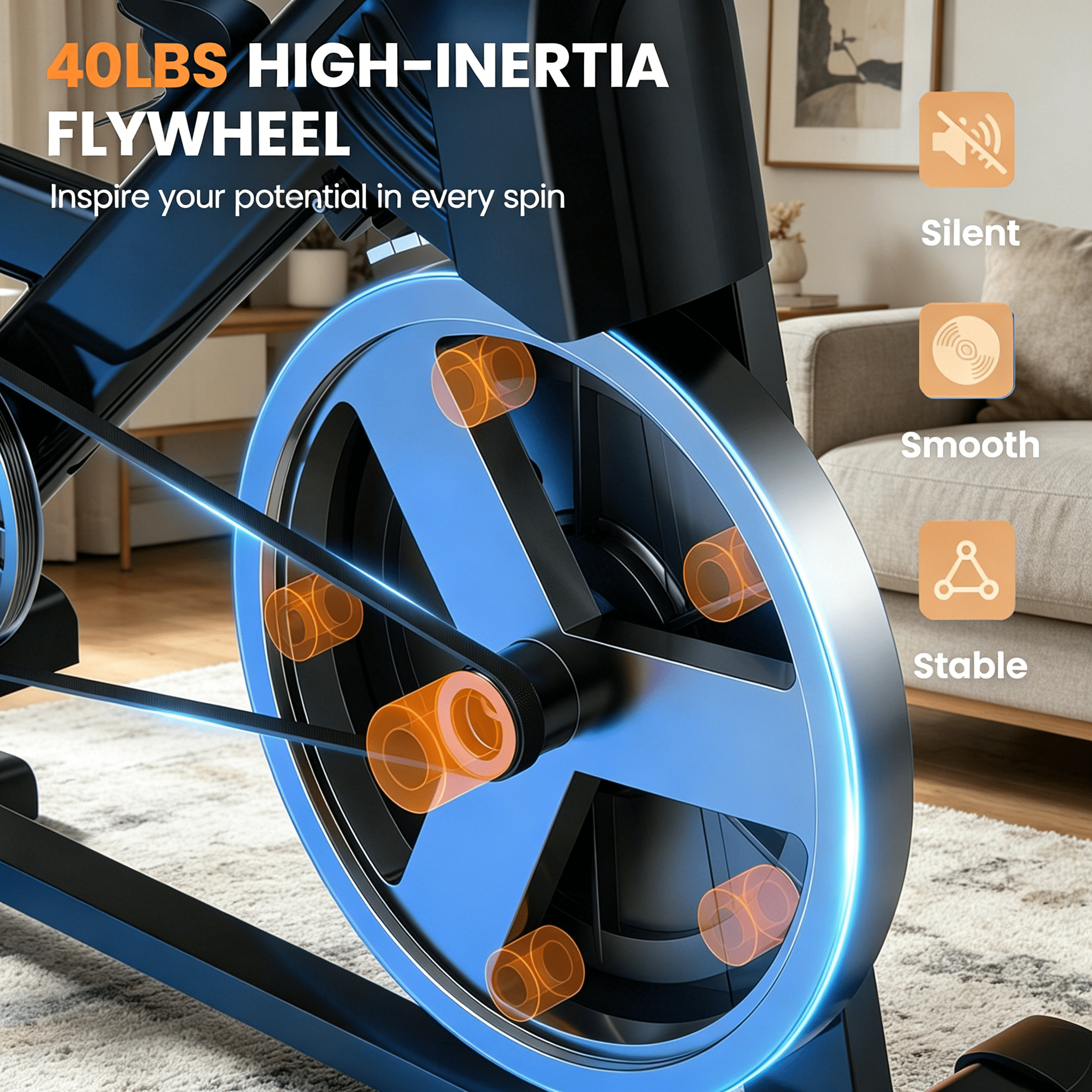 YOSUDA Pro Magnetic Stationary Exercise Bike, 350 lbs Weight Capacity Indoor Cycling Bike 40 lbs Flywheels & Adjustable Max 100 lbs Resistance, Comfortable Seat Cushion, Silent Belt Drive