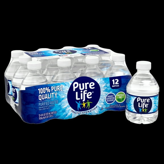 Pure Life Purified Water, 8 fl oz, 12-Pack Plastic Bottles