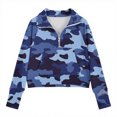 thumbnail image 4 of MKOSPLRT Camo Raglan Shirts for Girl 5-14Y Half Zip Mock Neck Long Sleeve Crop Tops Causal Fall Pullover Loose Fit Sweat Shirts with Thumb Holes, 4 of 5