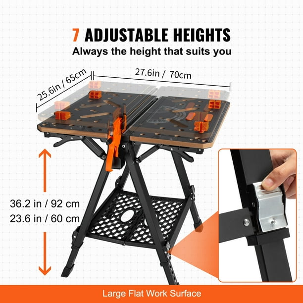 Folding work tables adjustable height discount