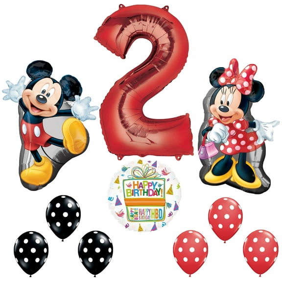 Mickey and Minnie Mouse Full Body 2nd Birthday Supershape Balloon Set