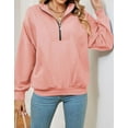 thumbnail image 3 of Sweatshirts for Women Quarter Zip Up Drop Shoulder Long Sleeve Oversized Sweatshirt Pullover Jumper Alsol Lamesa, 3 of 6