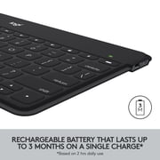 Logitech Keys-To-Go Super-Slim and Super-Light Bluetooth Keyboard for iPhone, iPad, and Apple TV, Black