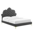 thumbnail image 3 of Modway Sasha Button-Tufted Performance Velvet Queen Bed in Charcoal, 3 of 5