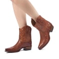 thumbnail image 6 of UngA Women'S Winter Booties Cowboy Boots for Women Cowgirl Western Boots Fashion Embroidery Stitched Chunky Heel Mid Calf Boots Brown,7, 6 of 7