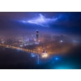 thumbnail image 2 of Alnomas, Faisal 18x14 White Modern Wood Framed Museum Art Print Titled - Fog And Lightning In Kuwait City, 2 of 4