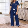 thumbnail image 2 of Riecok 2 Piece Pajama Sets for Women Short Sleeve Top and Pant with Drawstring Pjs Sleepwear Comfortable Lounge Sets, 2 of 5