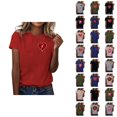 thumbnail image 1 of T-shirt Femme Saint-Valentin 2026 Manches Courtes Col Rond Graphique Cœur d'Amour, 1 of 4