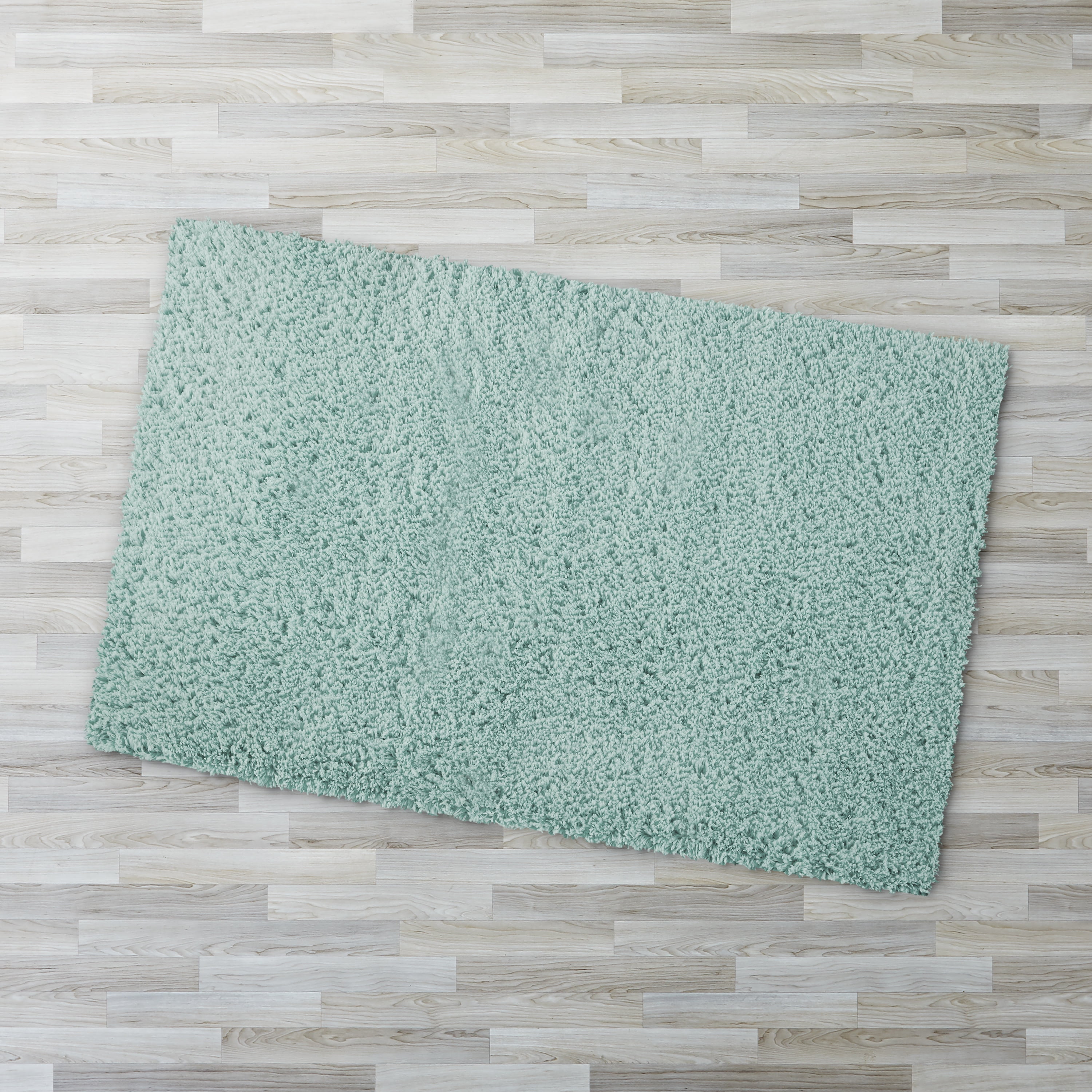 Mainstays Solid Plush Transitional Aqua Shag Indoor Area Rug, 3'x4'8"