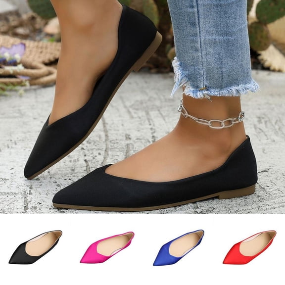 Bxsruta Women's Plus-Size Pointed-Toe Flat Sandals with Soft Sole, Comfortable Casual Shoes for Spring and Summer Everyday Wear