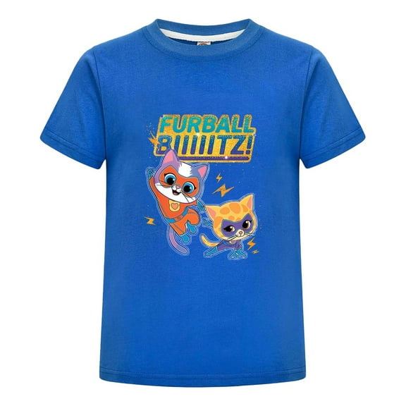 Kids Cartoon T-Shirt Featuring Super Kitties – Boys Girls Colorful Tee – Summer Short Sleeve Top – Cute Character Shirt – Fun Birthday Gift
