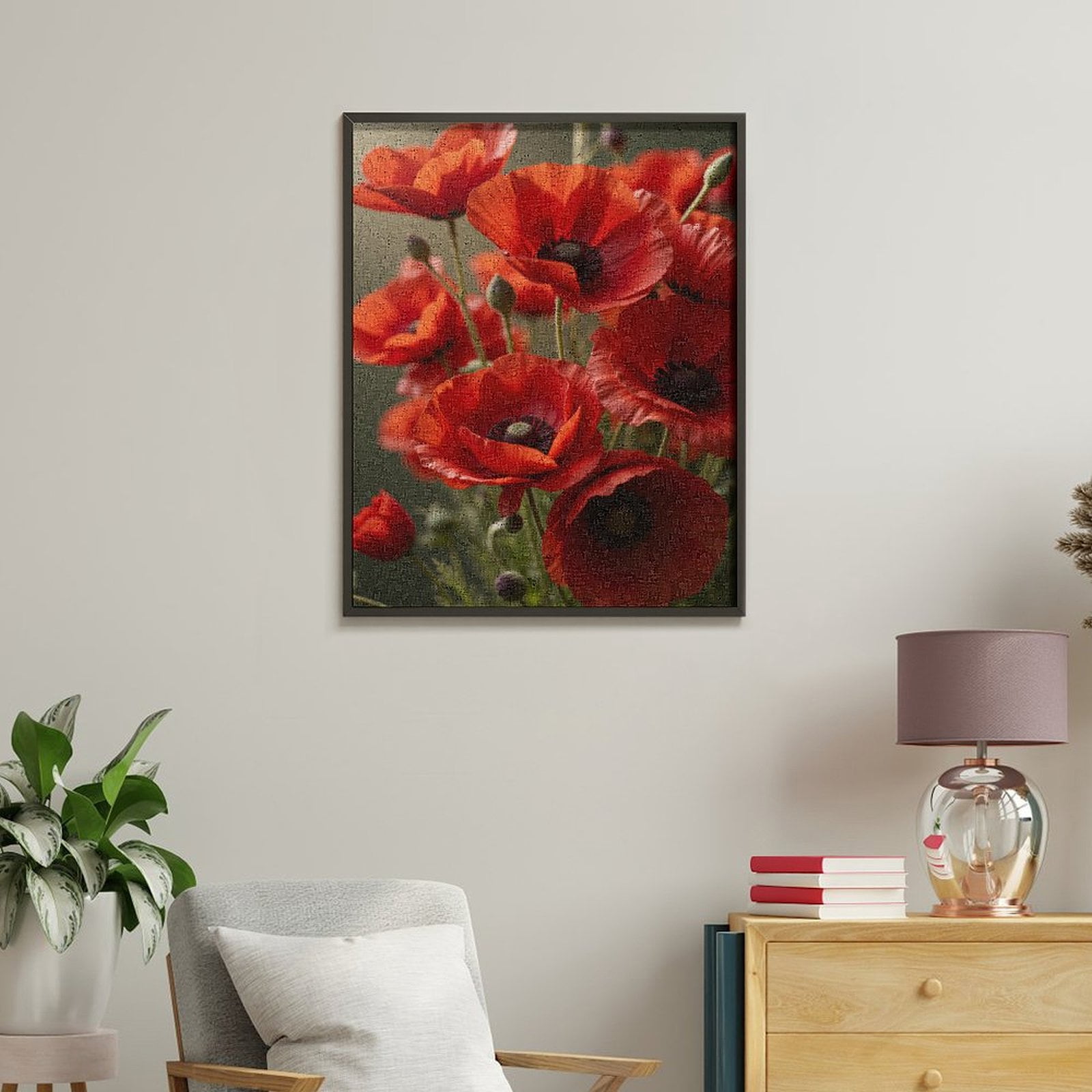 Paint by Numbers Kit for Adults, Bright Red Poppy Blossoms Paint by Numbers, Easy Paint by Numbers Kit for Adults Beginner, DIY Adult Paint by Number Kits on Canvas, 12x16in Home Decor