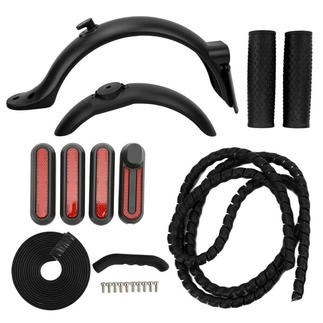 Scooter Mudguard Set, Splashproof Front Mudguard Practical Rear Mudguard Strong Toughness Electric Scooter Accessories Silicone Grip For Replacement Black